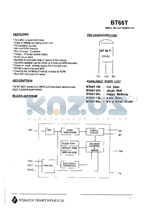 BT66T-08L datasheet - SIMPLE MELODY GENERATOR