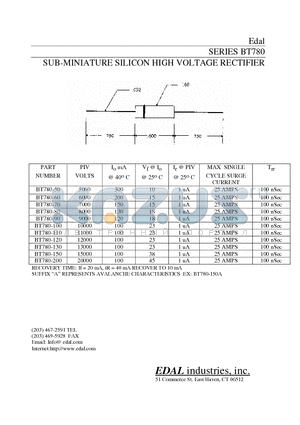 BT780-100 datasheet - SUB-MINIATURE SILICON HIGH VOLTAGE RECTIFIER