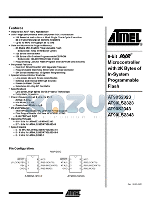 AT90LS2343-1SI datasheet - 8-Bit Microcontroller with 2K Bytes of In-System Programmable Flash