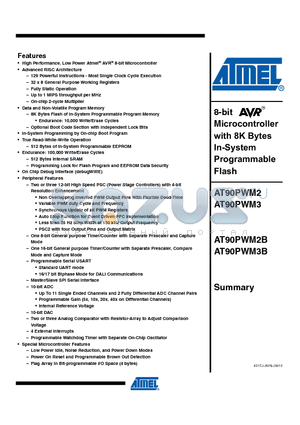 AT90PWM2B-16SE datasheet - 8-bit Microcontroller with 8K Bytes In-System Programmable Flash