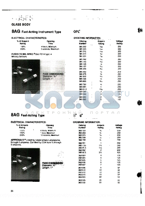 0361.002V datasheet - 8AG Fast-Acting instrument Type