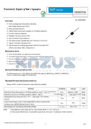 3KP43CA datasheet - Transient Voltage Suppressors