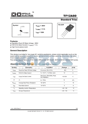 BTA12-600 datasheet - Standard Triac