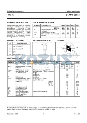 BTA140 datasheet - Triacs