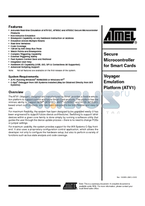 AT90SC6464C datasheet - Secure Microcontroller for Smart Cards