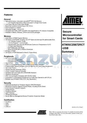 AT90SC25672RCT_07 datasheet - Secure Microcontroller for Smart Cards