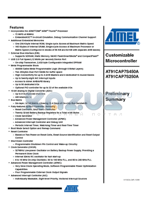 AT91CAP7S250A-CJ datasheet - Customizable Microcontroller