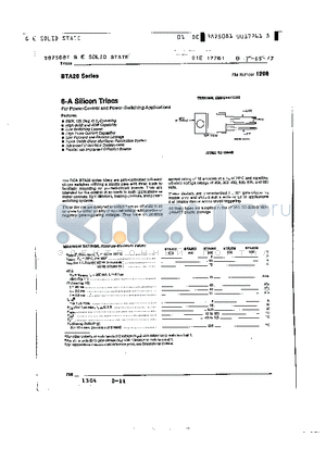 BTA20D datasheet - 6-A Silicon Triacs For Power-Control and Power-Switching Applications