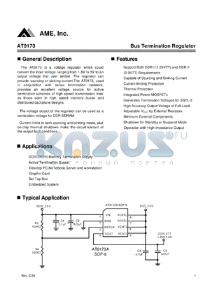 AT9173 datasheet - Bus Termination Regulator