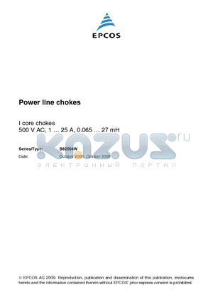 B82504W0000A009 datasheet - Power line chokes