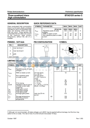 BTA212X-600E datasheet - Three quadrant triacs guaranteed commutation
