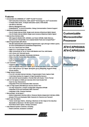 AT91CAP9S500A datasheet - Customizable Microcontroller Processor