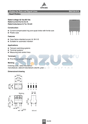 B82720-H14-A25 datasheet - Chokes for Data and Signal Lines