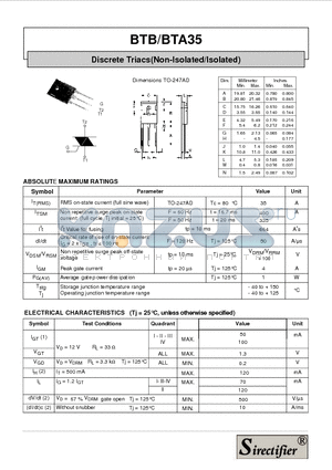 BTA35 datasheet - Discrete Triacs(Non-Isolated/Isolated)