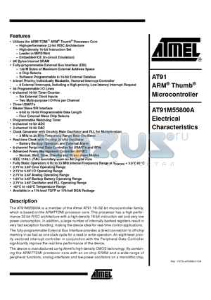 AT91M55800A_04 datasheet - AT91 ARM Thumb Microcontroller