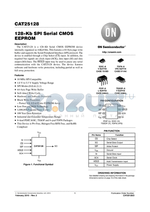 CAT25128 datasheet - 128-Kb SPI Serial CMOS EEPROM