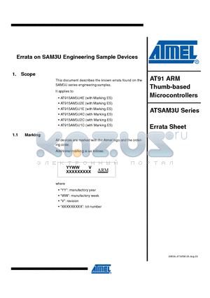 AT91SAM3U4E datasheet - AT91 ARM Thumb-based Microcontrollers