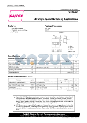 3LP01C datasheet - Ultrahigh-Speed Switching Applications