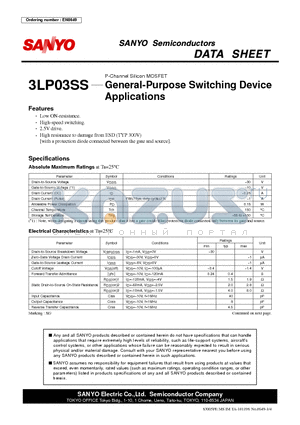 3LP03SS datasheet - P-Channel Silicon MOSFET General-Purpose Switching Device