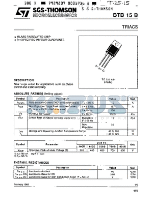 BTB15B datasheet - TRIACS