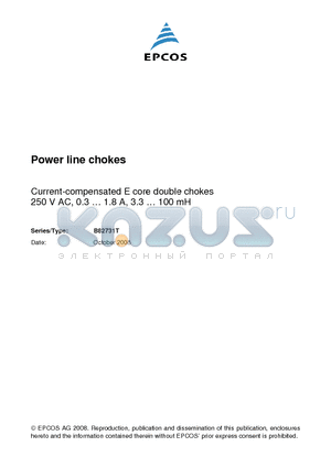 B82731T2182A020 datasheet - Current-compensated E core double chokes