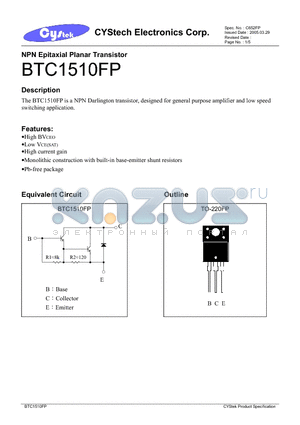 BTC1510FP datasheet - NPN Epitaxial Planar Transistor