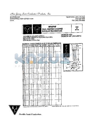 3N108 datasheet - NPN/PNP DUAL EMITTER CHOPPER BI-POLAR TRANSISTORS