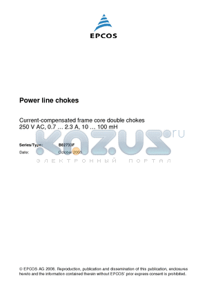 B82733F2142B001 datasheet - Power line chokes