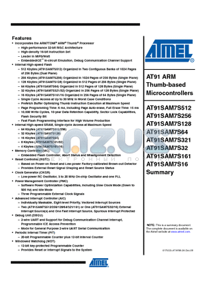 AT91SAM7S32B-MU datasheet - AT91 ARM Thumb-based Microcontrollers