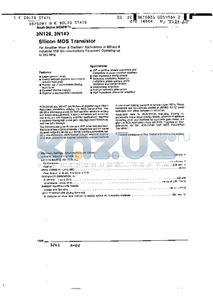 3N143 datasheet - Silicon MOS Transistor