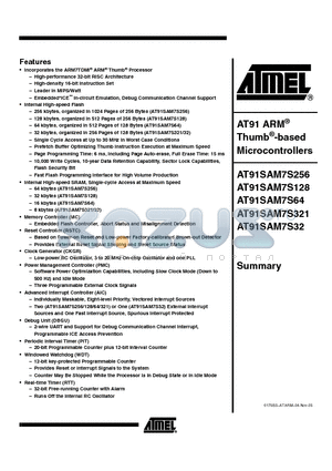AT91SAM7S64-AU-001 datasheet - AT91 ARM^ Thumb^-based Microcontrollers