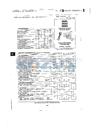 3N202 datasheet - DUAL GATE MOSFET VHF AMPLIFIER