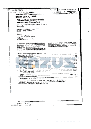3N205 datasheet - Silicon Dual Insulated-Gate Field-Effect Transistors