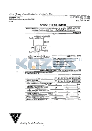 3N256 datasheet - MINIATURE GLASS PASSIVATED SINGLE PHASE SILICON BRIDGE RECTIFIER