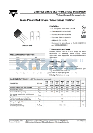 3N257-E4/45 datasheet - Glass Passivated Single-Phase Bridge Rectifier