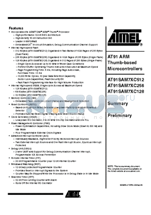 AT91SAM7XC128 datasheet - ARM Thumb-based Microcontrollers