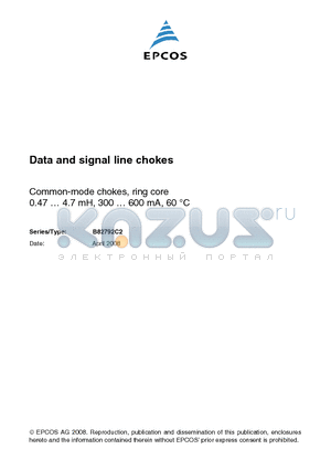 B82792C2105N365 datasheet - Data and signal line chokes