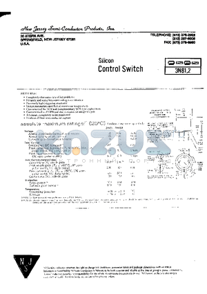 3N82 datasheet - Silicon Control Switch