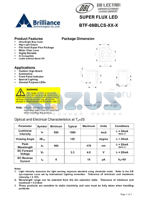 BTF-08BLCS-XX-Q datasheet - SUPER FLUX LED