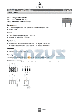 B82796-C2113-N201 datasheet - Chokes for Data and Signal Lines