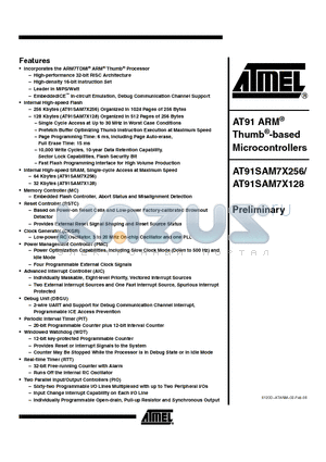 AT91SAM7X256-AU-001 datasheet - AT91 ARM Thumb-based Microcontrollers