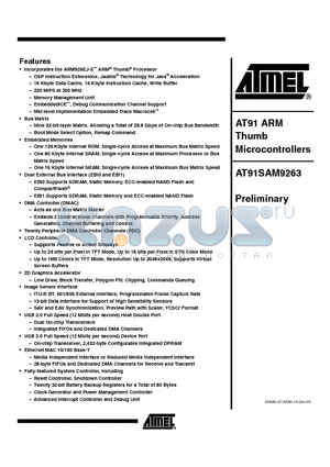 AT91SAM9263-CU datasheet - Thumb Microcontrollers