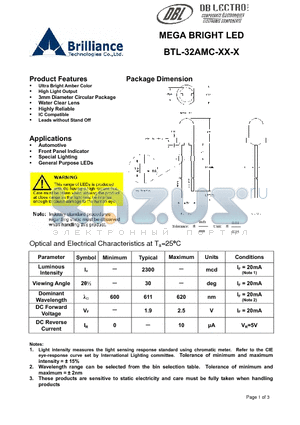 BTL-32AMC-A4-R datasheet - MEGA BRIGHT LED