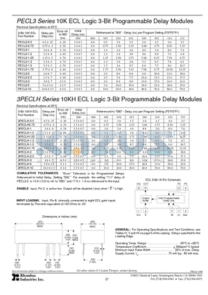 3PECLH-5 datasheet - ECL Logic 3-Bit Programmable Delay Modules