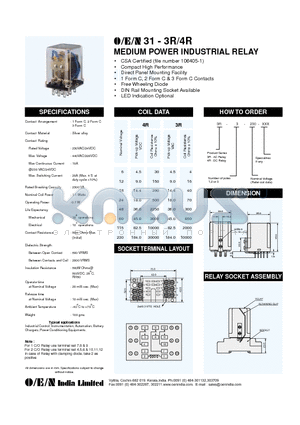 3R-2-24-3R datasheet - MEDIUM POWER INDUSTRIAL RELAY