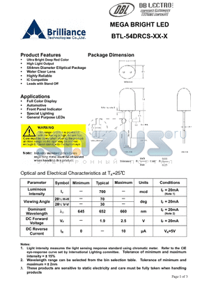 BTL-54DRCS-R3-N datasheet - MEGA BRIGHT LED