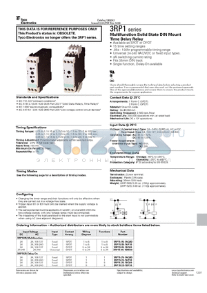 3RP1505-1AP30 datasheet - Multifunction Solid State DIN Mount Time Delay Relay