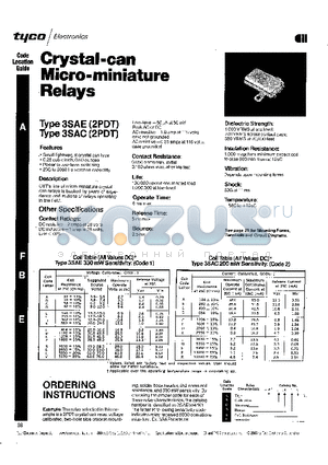 3SAC5018D2 datasheet - Crystal-can-Micro-miniature Relays