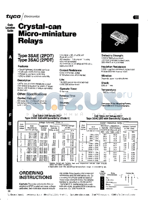 3SAC6024A2 datasheet - Crystal-can-Micro-miniature Relays