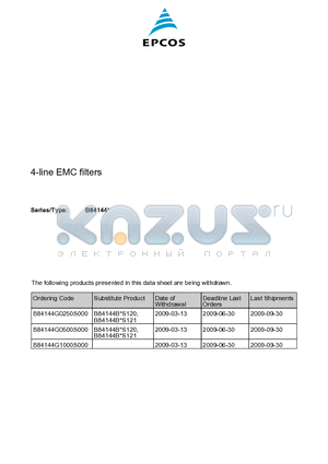 B84144A0016R000 datasheet - 4-line EMC filters